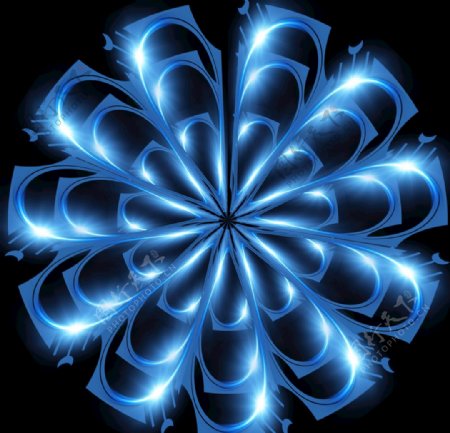 科技风蓝色光效数据花朵