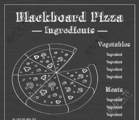 披萨配料的黑板