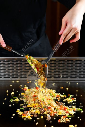 蛋炒饭自助餐背景摄影