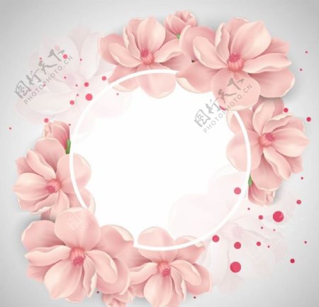 粉色唯美的花朵花环
