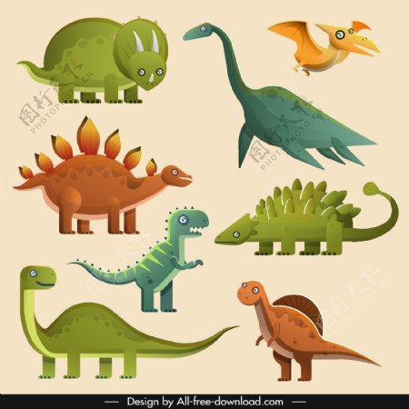 卡通恐龙设计矢量素材