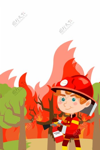 卡通消防员插画