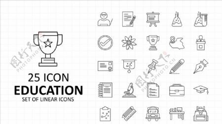 简约线性教育ICON图标设计