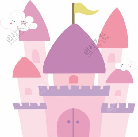 卡通粉紫可爱城堡