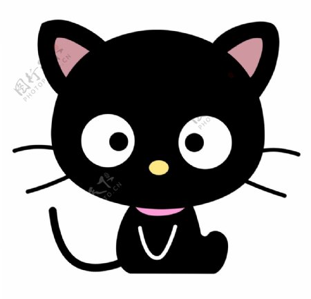 卡通简笔画黑色小猫咪