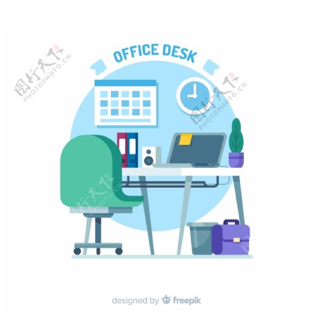 蓝色私人办公桌设计