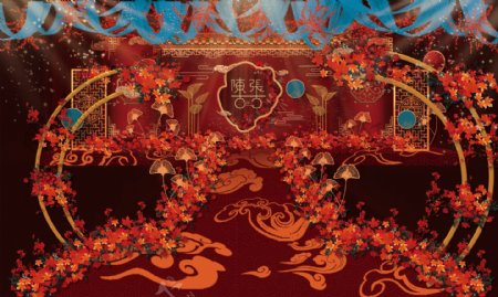 红色中式婚礼图