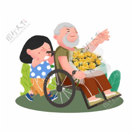 重阳节照顾爱护老人素材