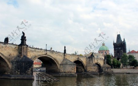 捷克查理大桥建筑景观摄影