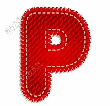 英文字母P设计艺术字创意牛仔
