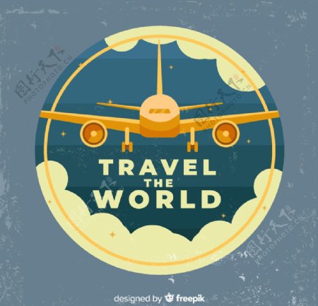 创意环球旅行飞机卡片