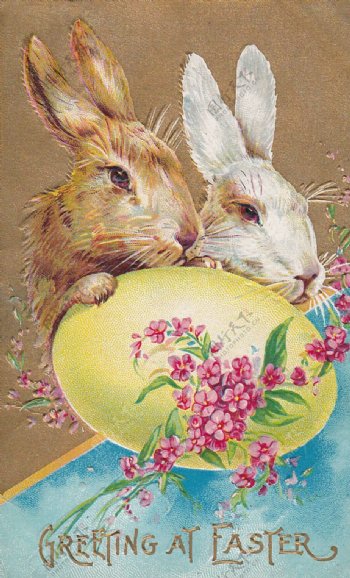 可爱小兔子油画