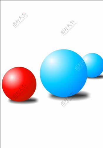 立体圆球圆形高光红蓝阴影矢量
