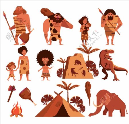 卡通原始部落人物素材