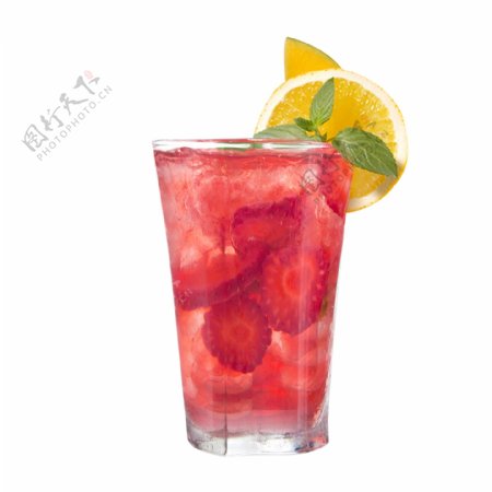 饮料果汁鲜榨冰块柠檬杯子草莓