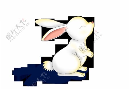 中秋月兔玉兔插画卡通海报素材