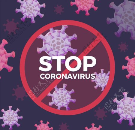 手绘阻止新型冠状病毒海报