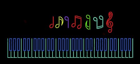 音乐符号钢琴键盘描边霓虹灯素材