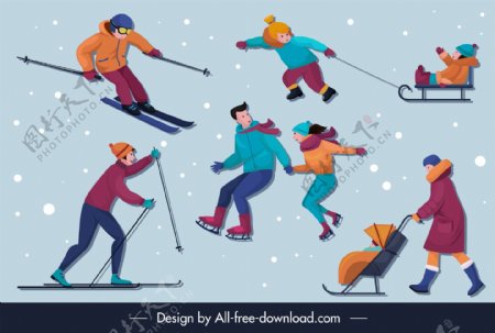 冬季滑雪人物