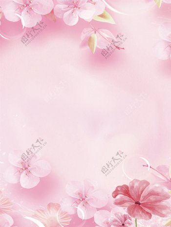 粉色粉花海报背景