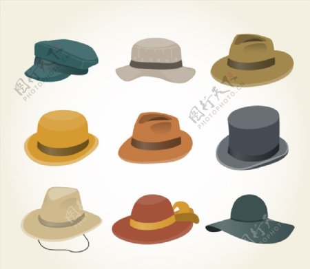 时尚帽子设计矢量图