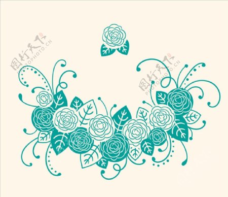 绿松石书法花卉装饰
