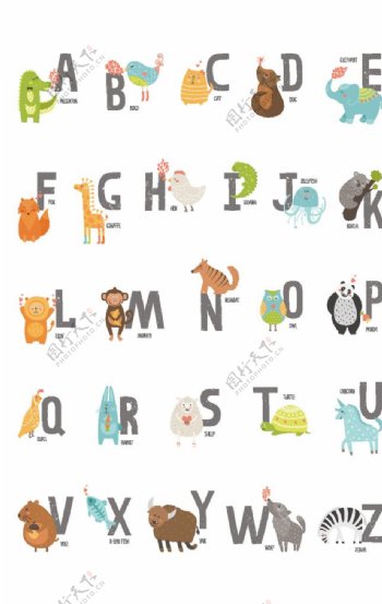 卡通字母创意动物字体