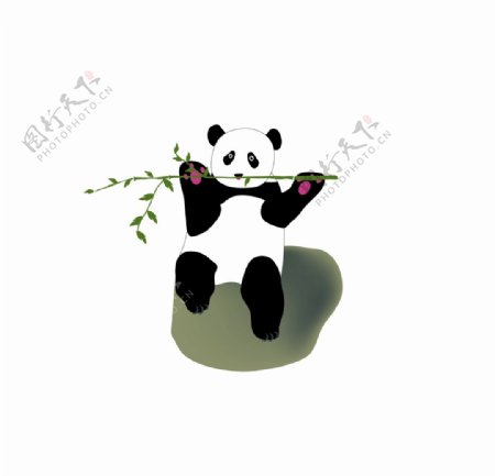 动物园熊猫啃竹子矢量