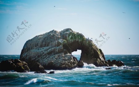海边岩石波浪自然背景素材