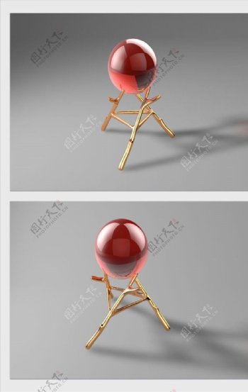 C4D红色小球模型图片