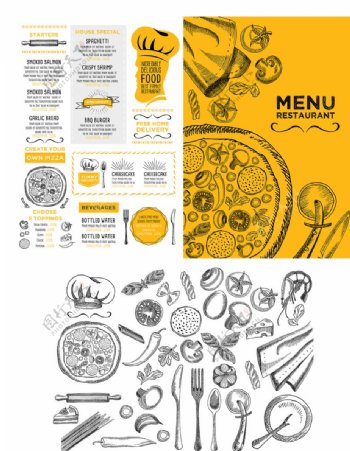 餐具底纹及排版菜单图片
