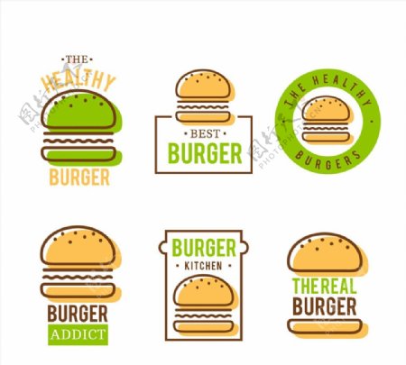 绿色汉堡包店标志图片