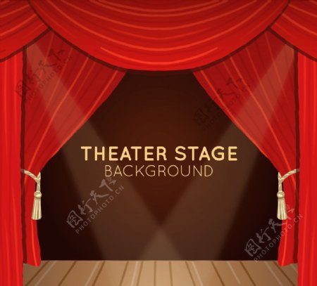 红色剧场幕布舞台图片