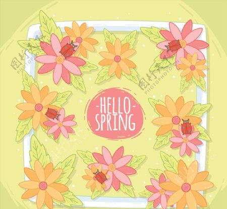 你好春季花卉框架图片
