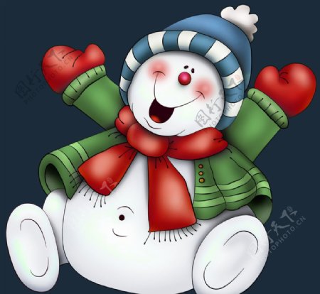卡通笑咪咪的雪人图片