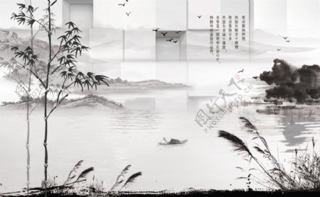 中式山水国画风景图片