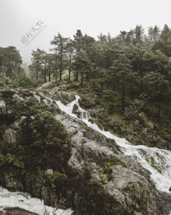山峰森林自然风景旅游背景素材图片