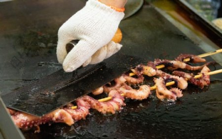 铁板鱿鱼美食食材背景海报素材图片