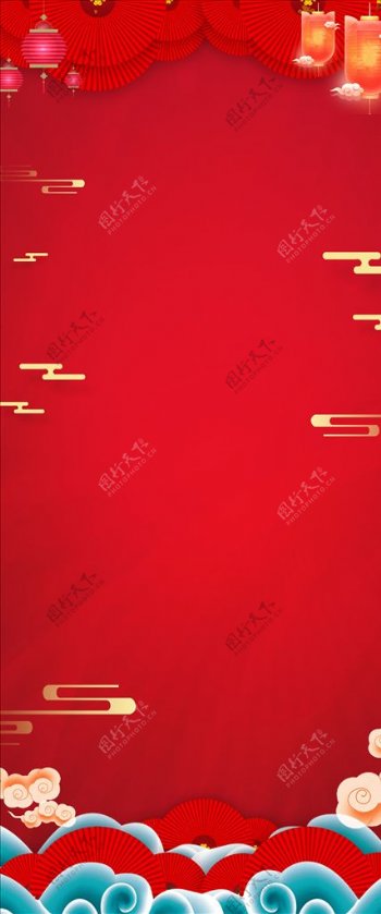 红色大气展架背景图片