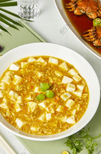 蟹黄豆腐美食食材背景海报素材图片