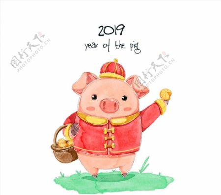 春节彩绘小猪图片