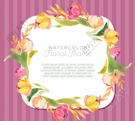 水彩绘花卉框架图片
