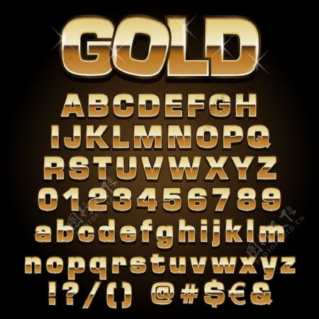 金色字母数字图片