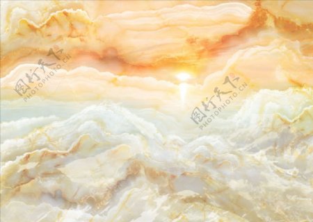 山水画大理石纹太阳背景墙图片