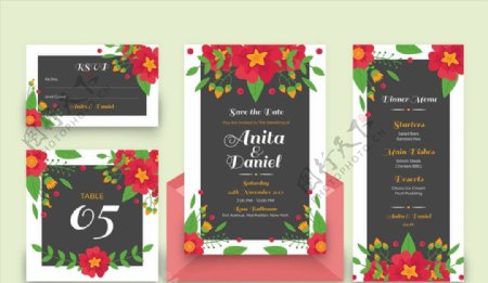 花卉装饰婚礼卡片图片