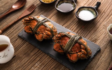 大闸蟹螃蟹美食食材背景海报素材图片
