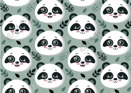 可爱熊猫卡通矢量印花背景素材图片