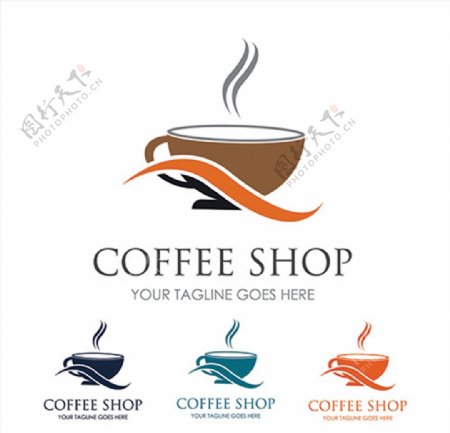 咖啡豆与咖啡杯标志图片