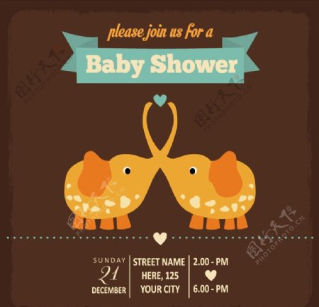 大象迎婴派对海报图片