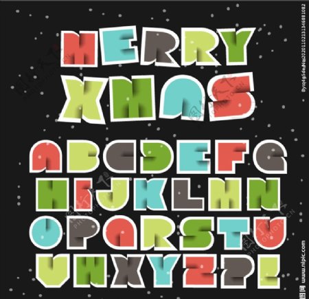圣诞节剪贴字母图片